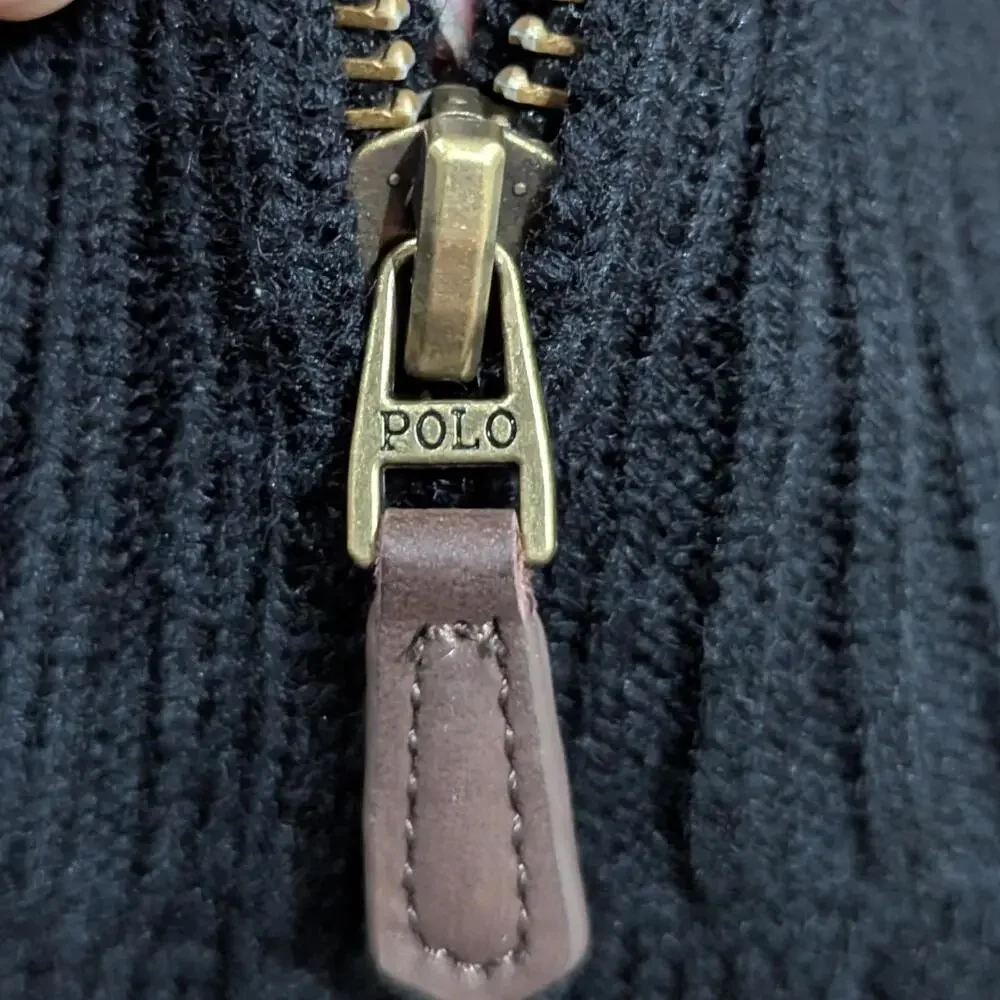 Polo Ralph Lauren Men's Wool/Cashmere Cable Knit 1/4 Zip Sweater - Black - NWT - Picture 3 of 9